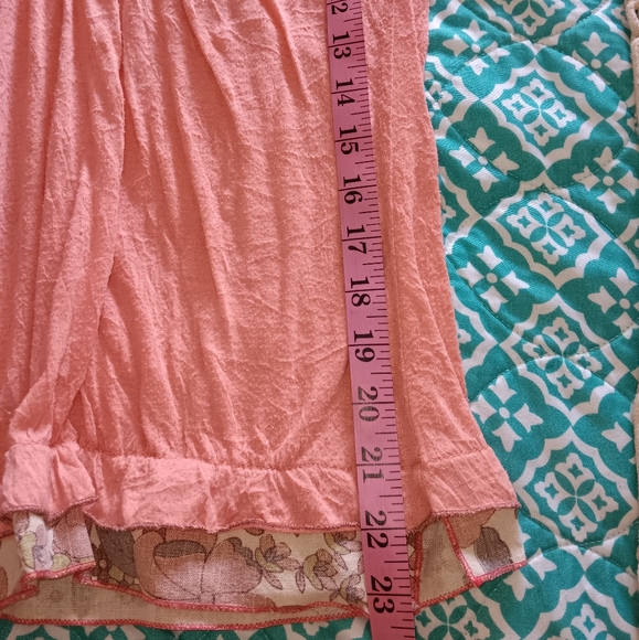 Y2K ~ Pastel Peach Floral Square Neck Ruffle Hem Top S - Picture 6 of 10